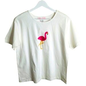 NWT Casey‎ Coleman Embroidery +Sequins ‘Flamingo” See